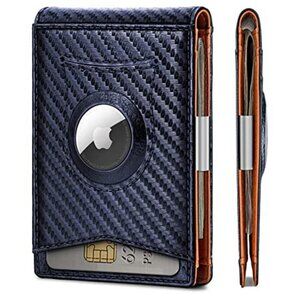 Slim Leather Wallet for Men AirTag Compatible Front Pocket